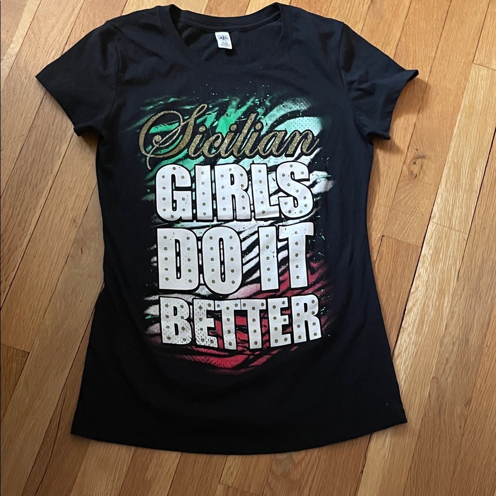 Sicilian Girls do it Better Black Graphic Tee